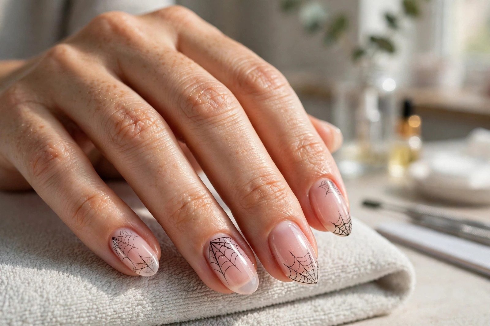 Sheer Pink With Delicate Webs