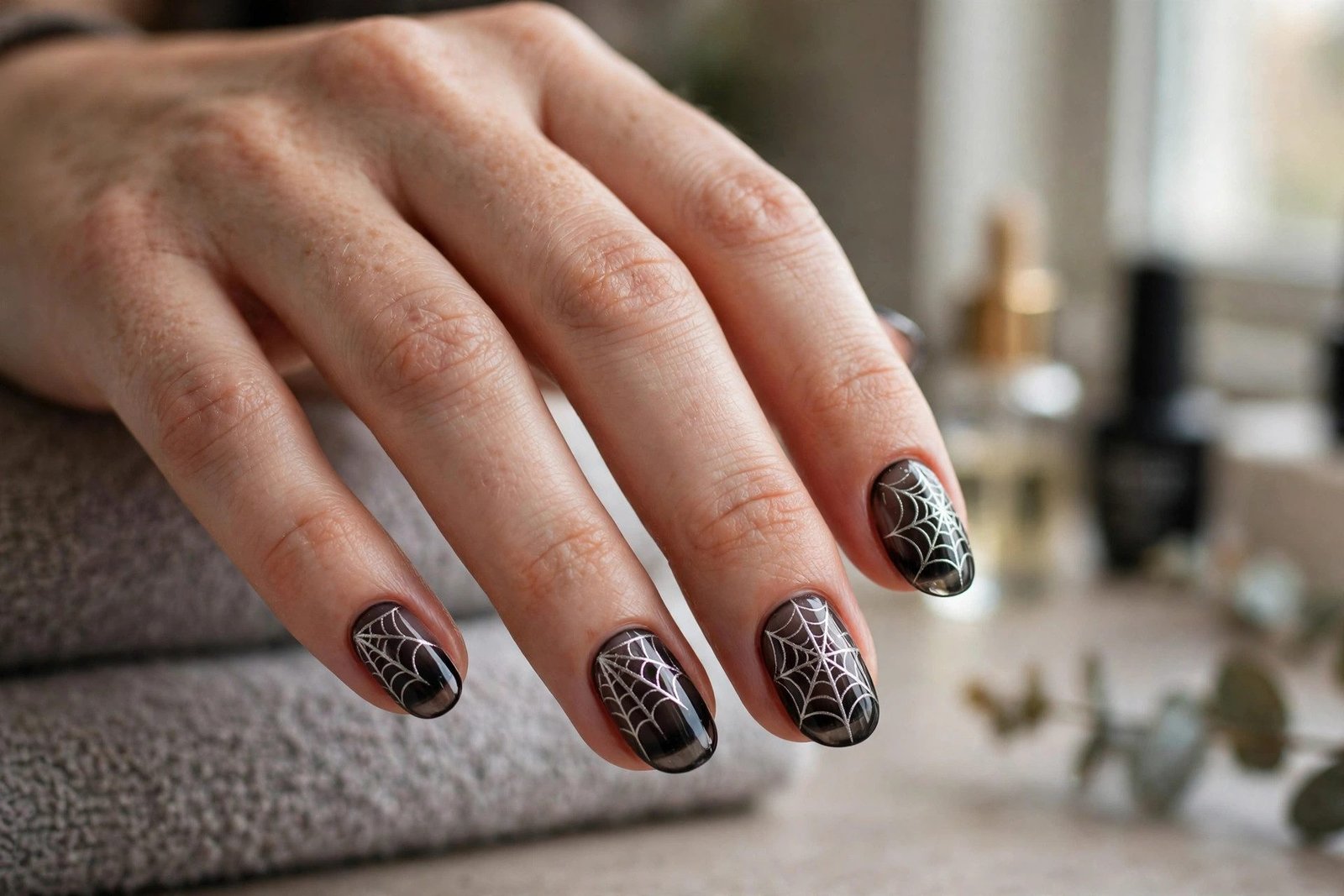 Sheer Black With Silver Webs