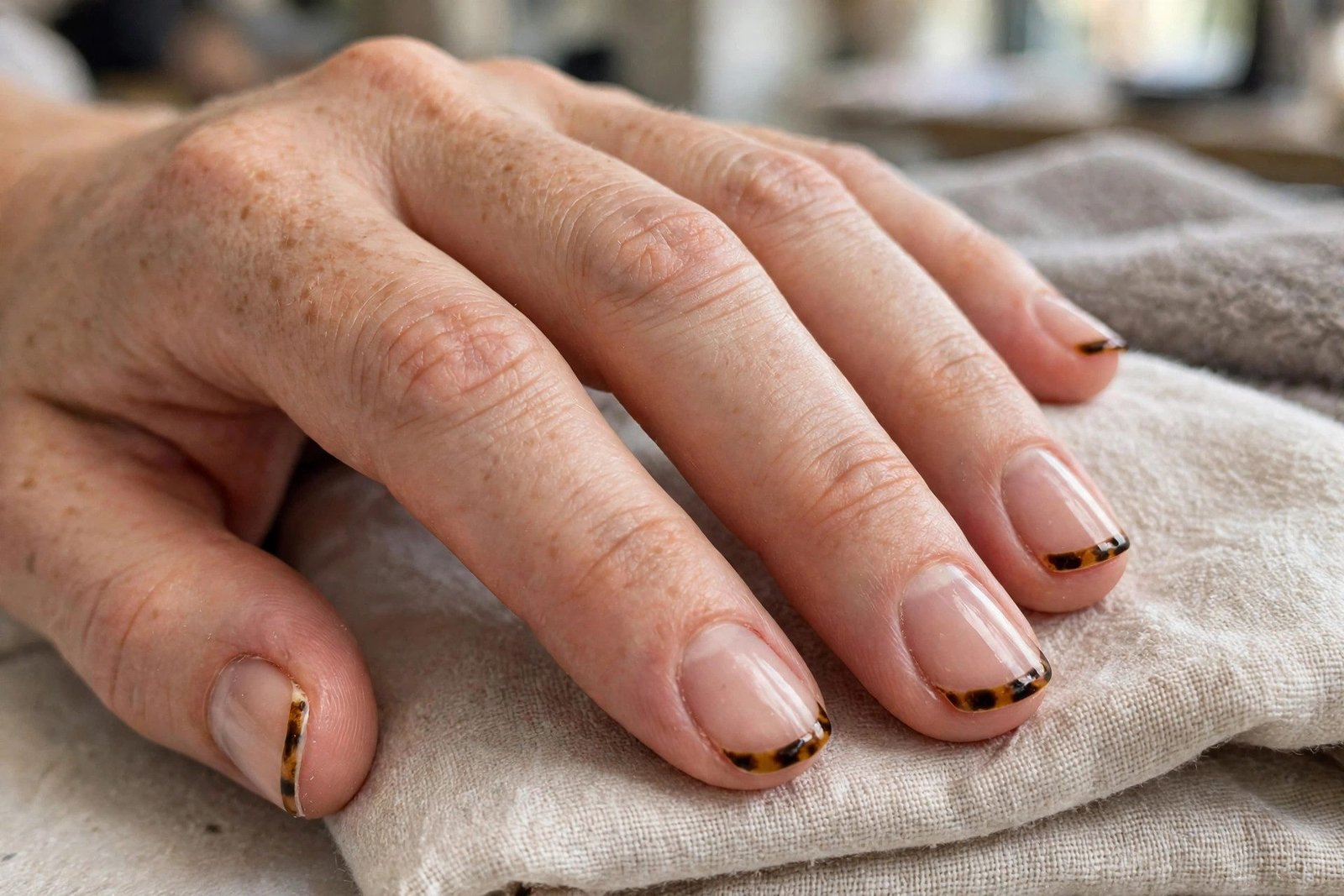 Tortoise Micro French on Short Nails
