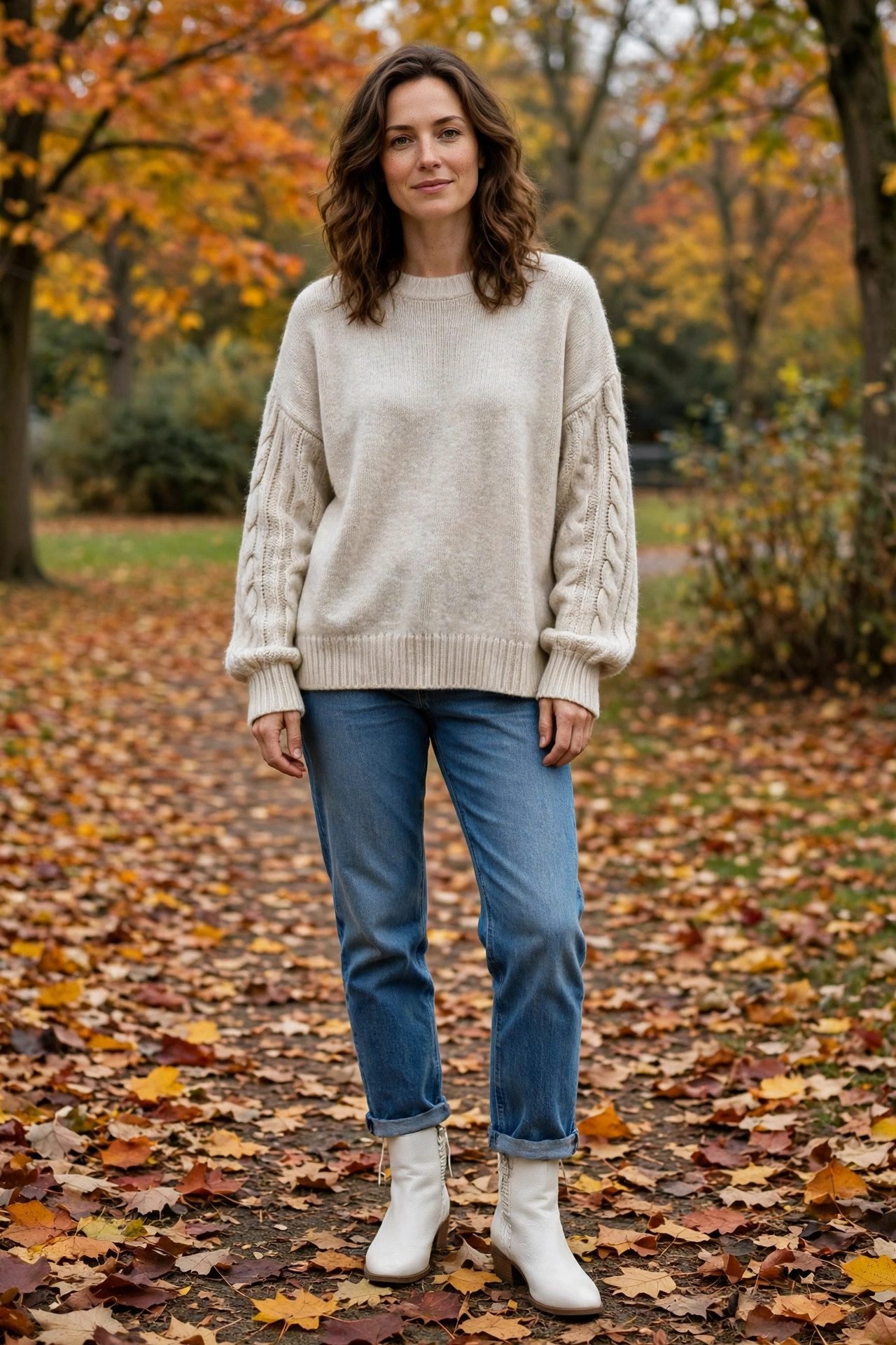 White boots casual weekend outfit