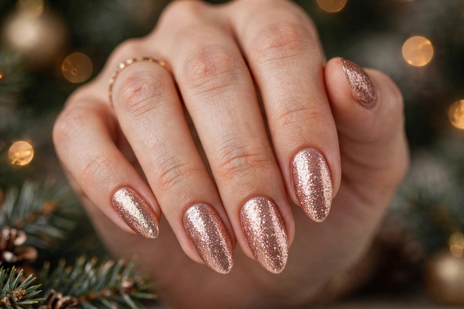15+ Christmas Nail Ideas for Almond Nails - nail idea 14