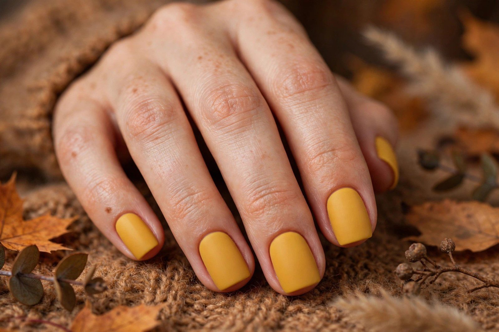 Mustard yellow square nails for fall
