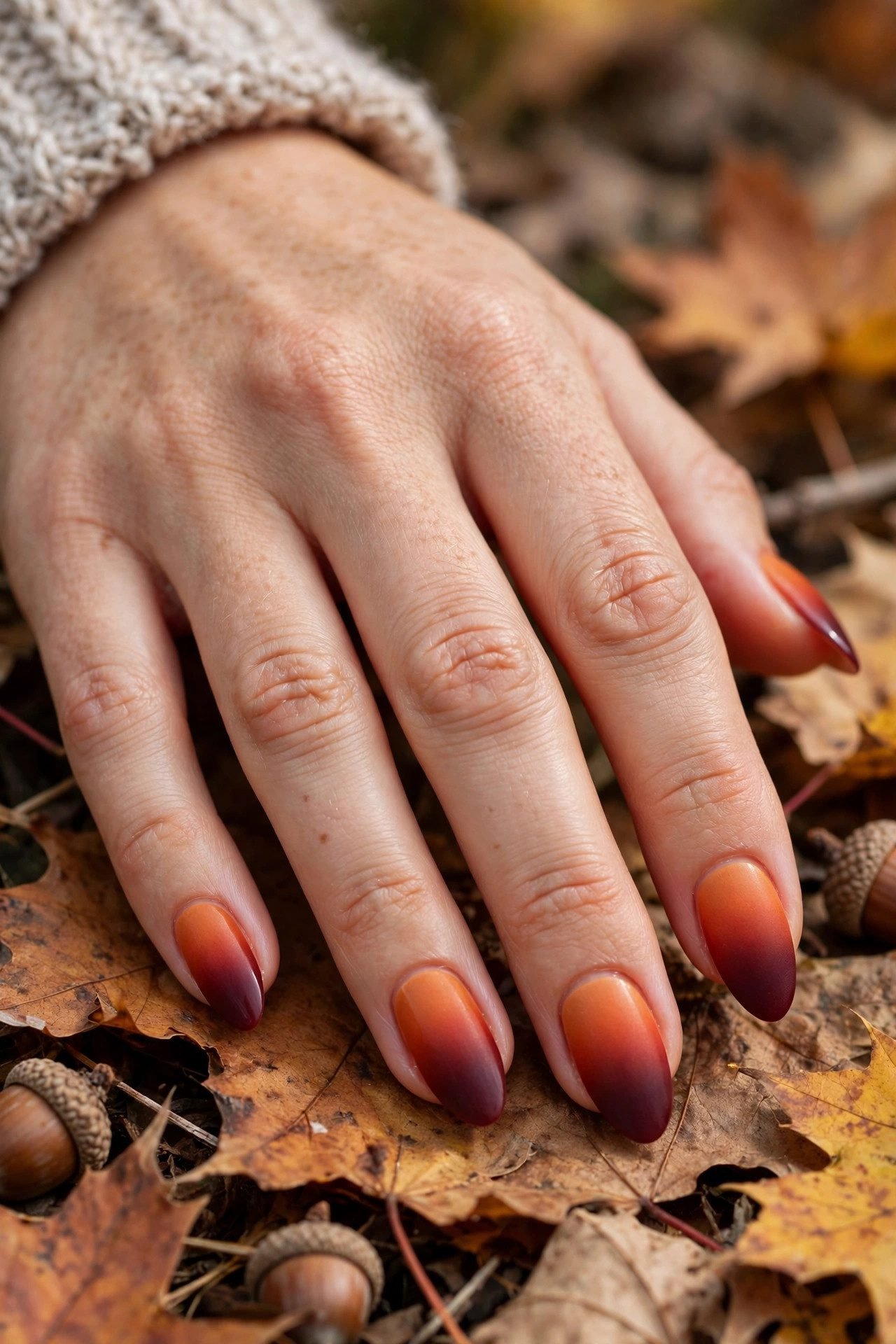 Beginner sponged autumn ombre nails in fall gradient