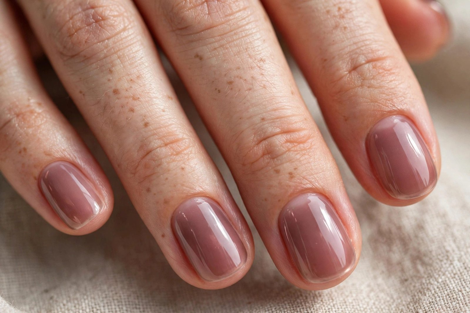 Translucent smoky rose nails for fall