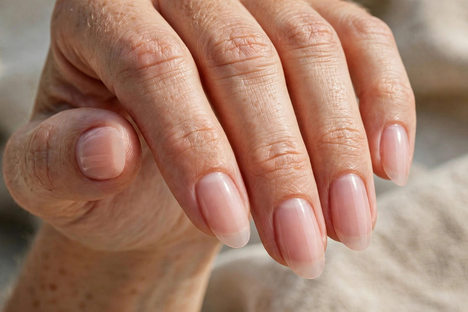 Natural French manicure with sheer nude tips