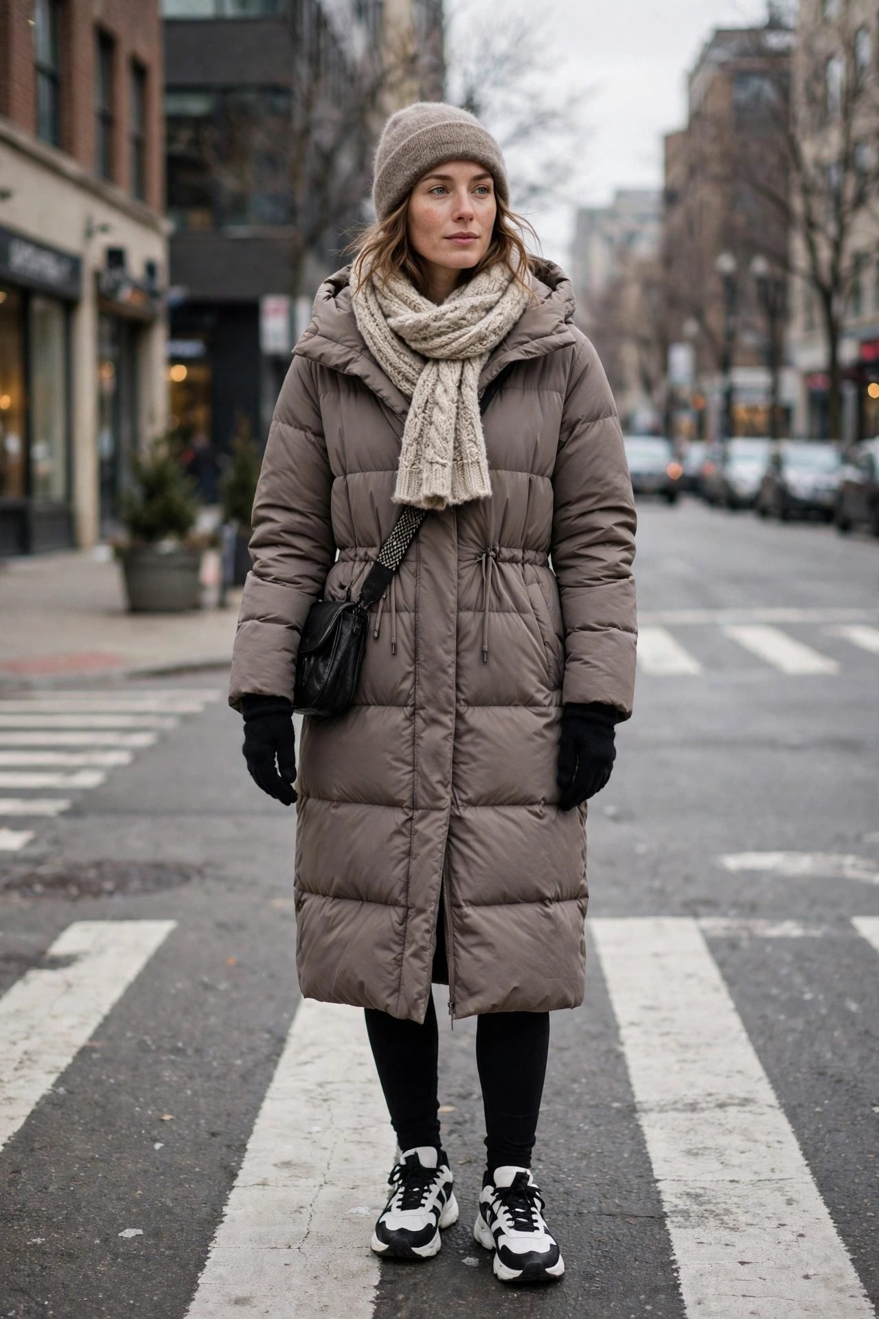 Puffer jacket with cozy winter accessories