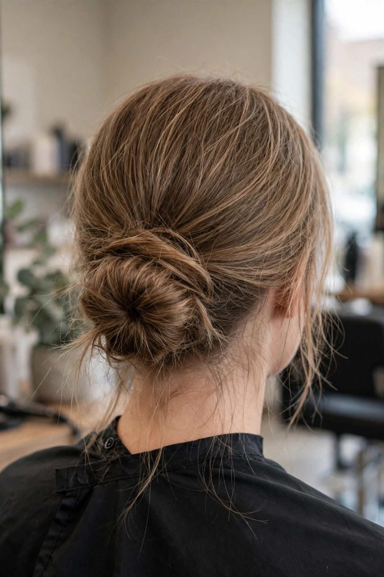 Messy bun for thin hair - fuller hair illusion idea 10