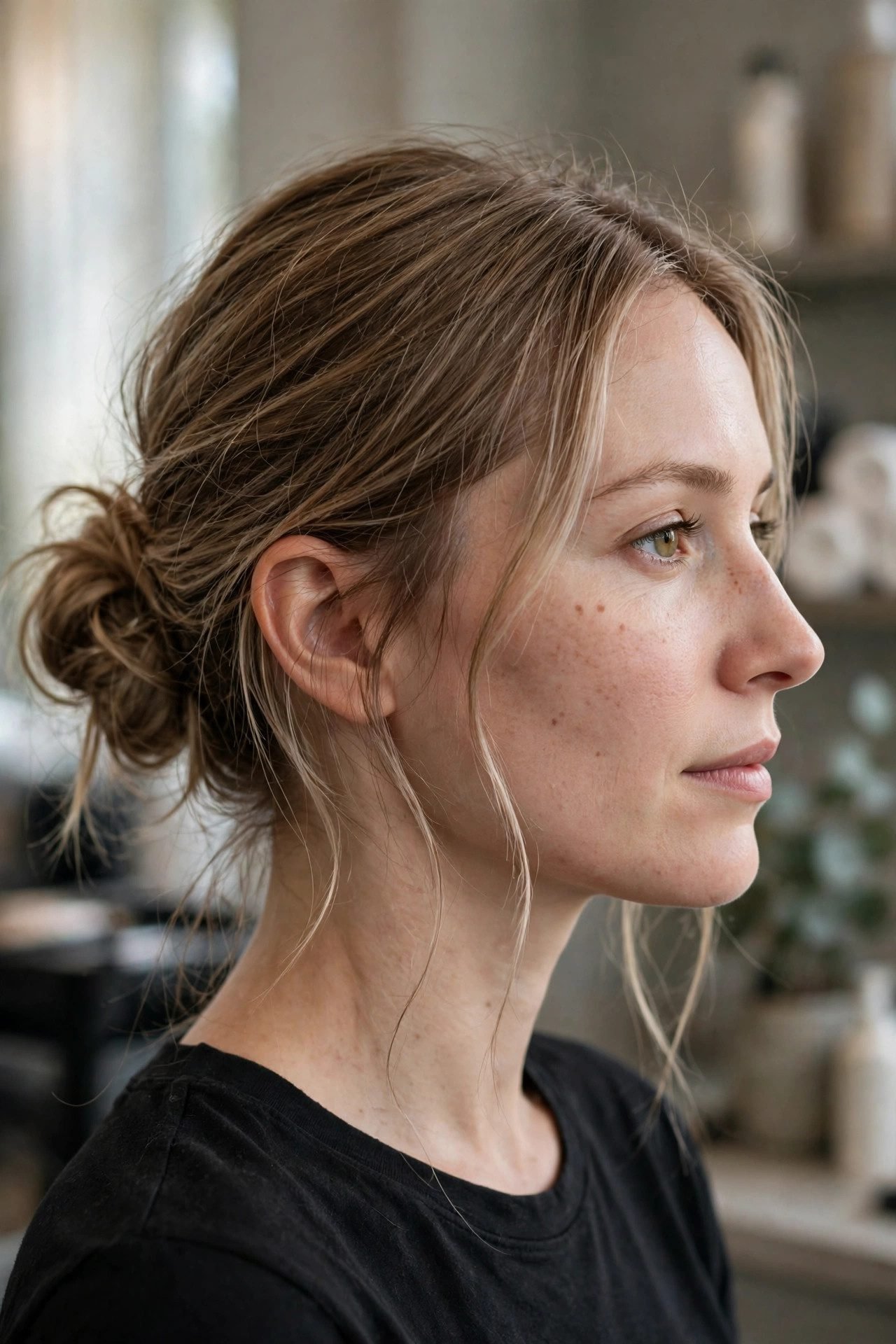 Messy bun for thin hair - fuller hair illusion idea 2