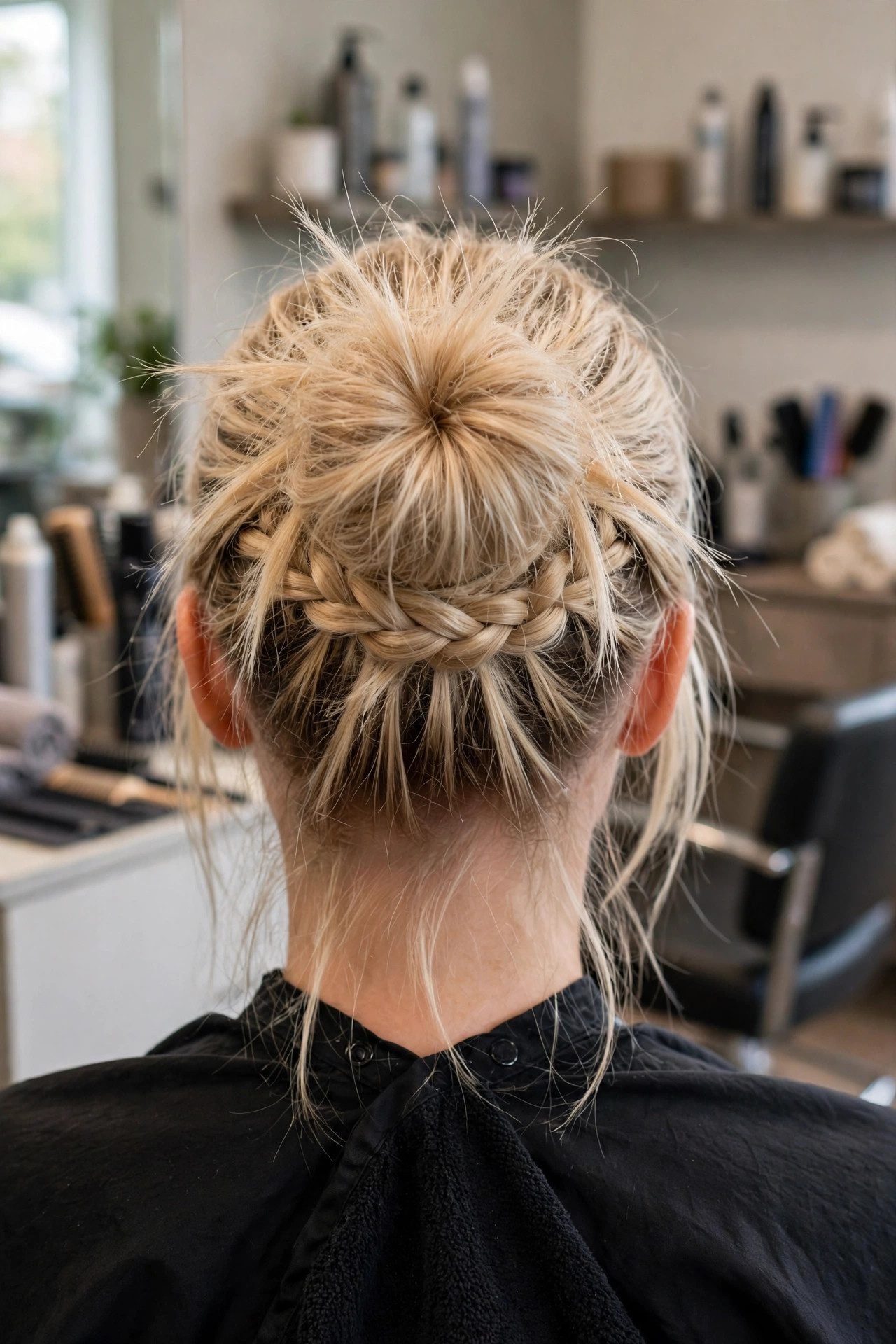 Messy bun for thin hair - fuller hair illusion idea 5