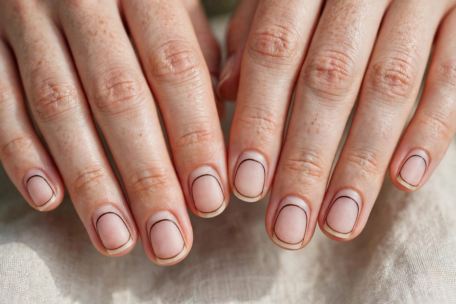 18+ Two-Tone Brown and Nude Nail Ideas - nail idea 17
