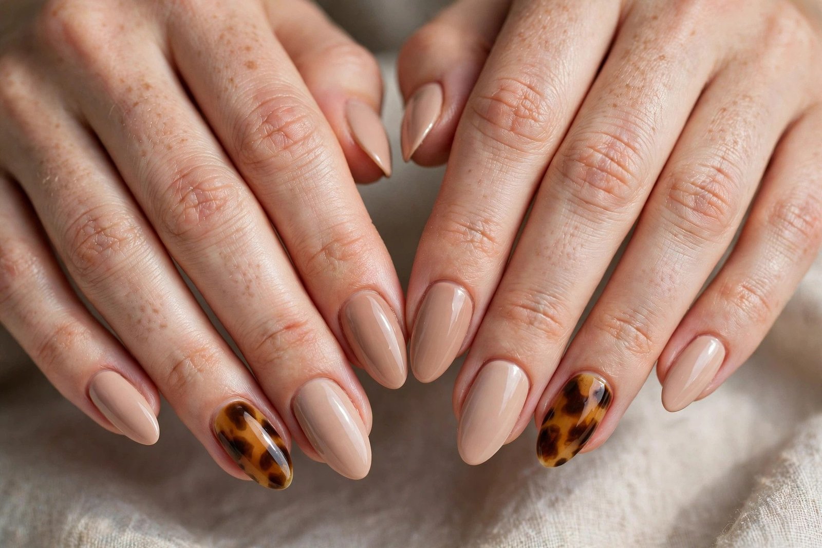 18+ Two-Tone Brown and Nude Nail Ideas - nail idea 7
