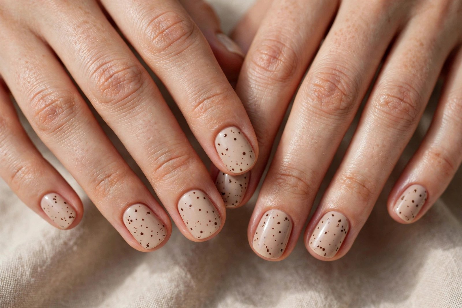 18+ Two-Tone Brown and Nude Nail Ideas - nail idea 8