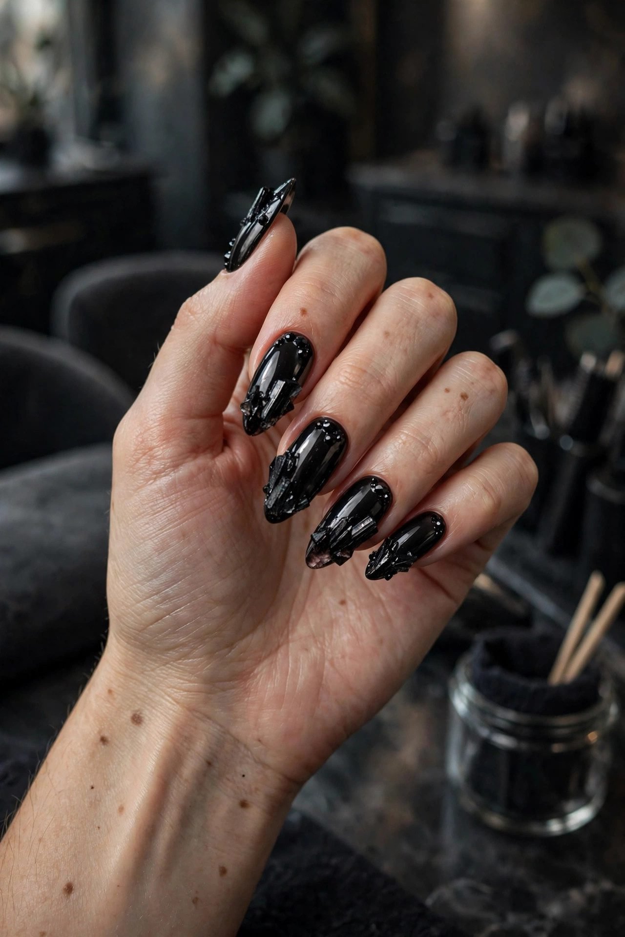 20+ Mystic Nail Ideas With Crystals and Evil-Eye Details - nail idea 8