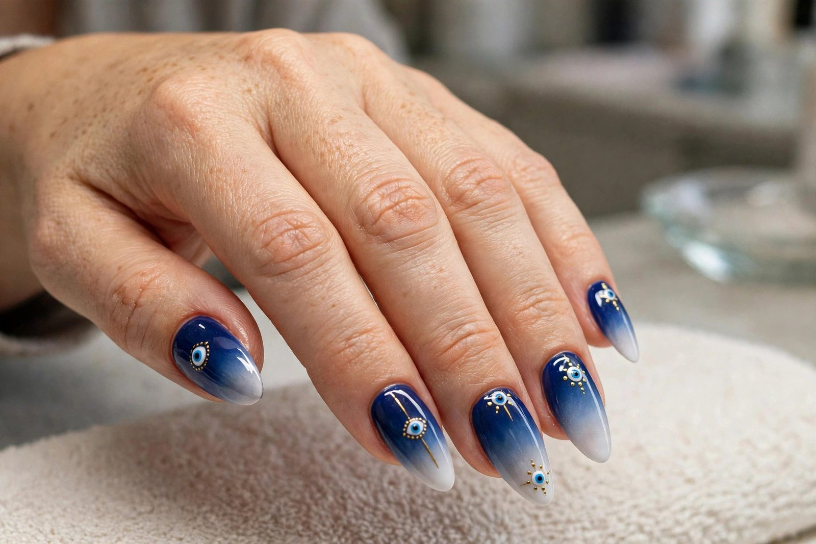 20+ Mystic Nail Ideas With Crystals and Evil-Eye Details - nail idea 9