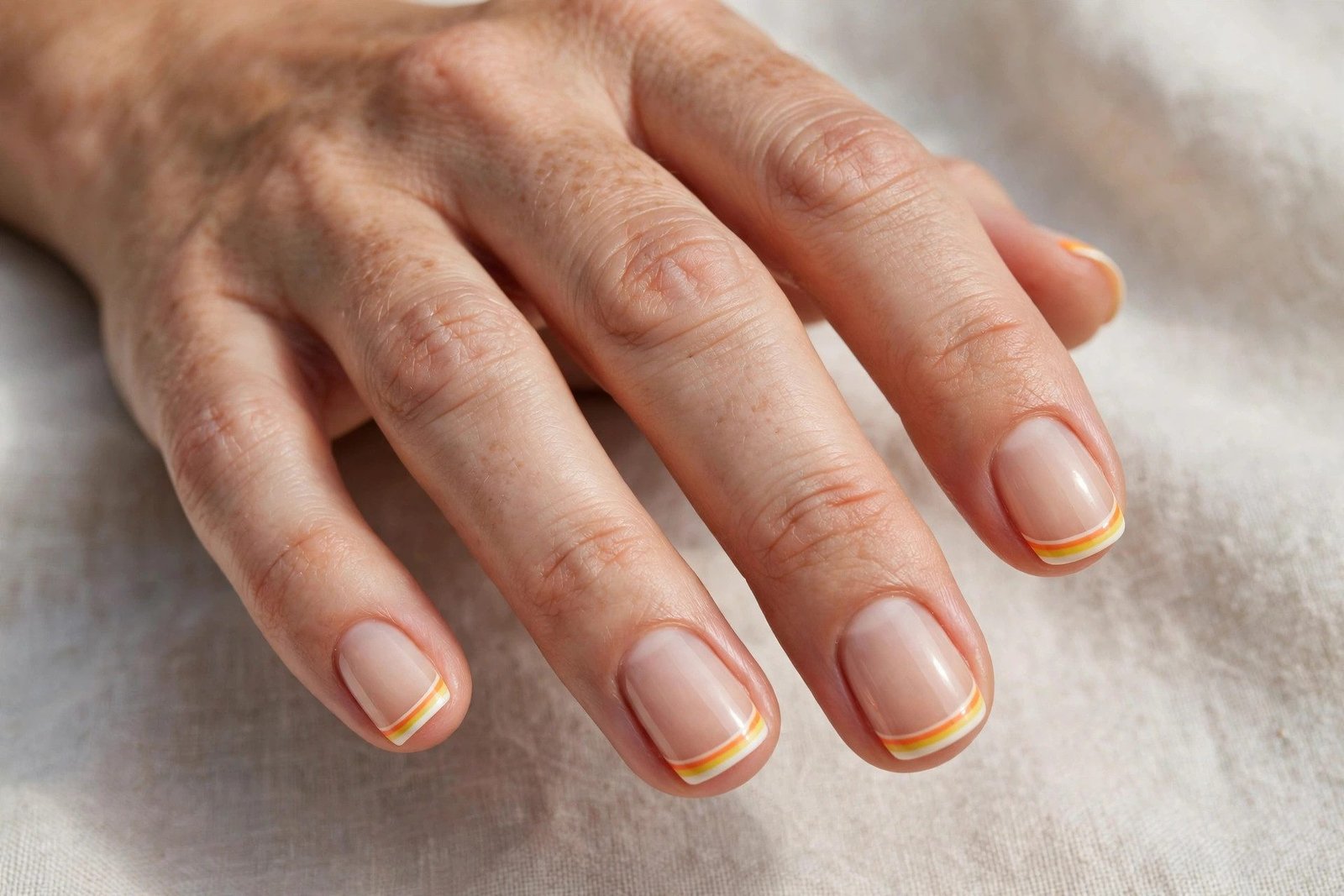 Micro french candy corn tip nails