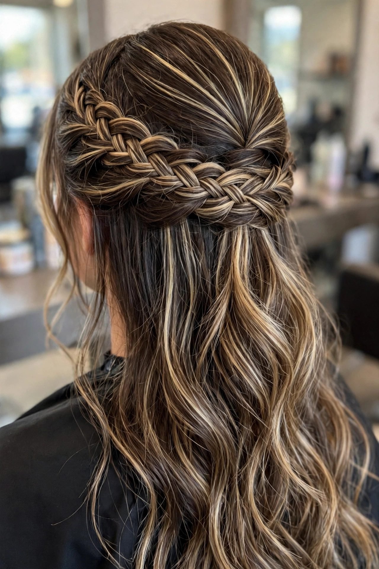 Fishtail braid half up hairstyle