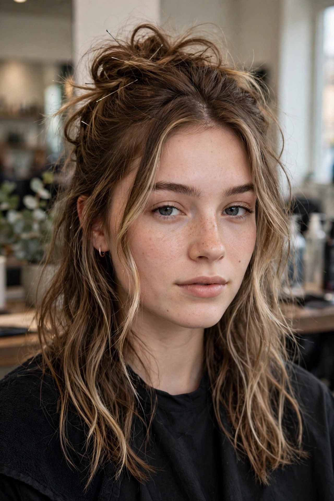 Messy chic half up formal hairstyle