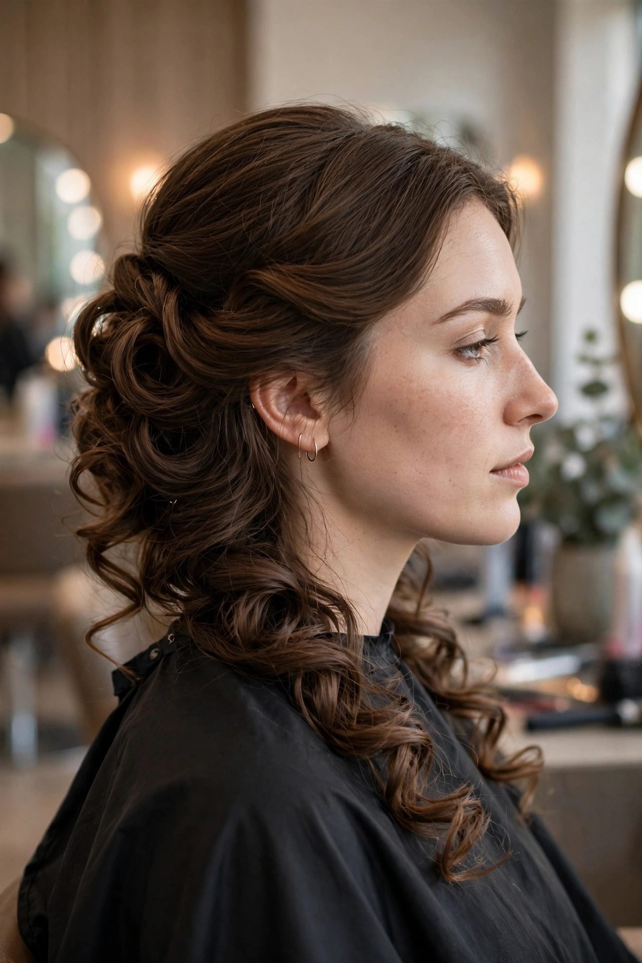 Side swept updo for long hair homecoming