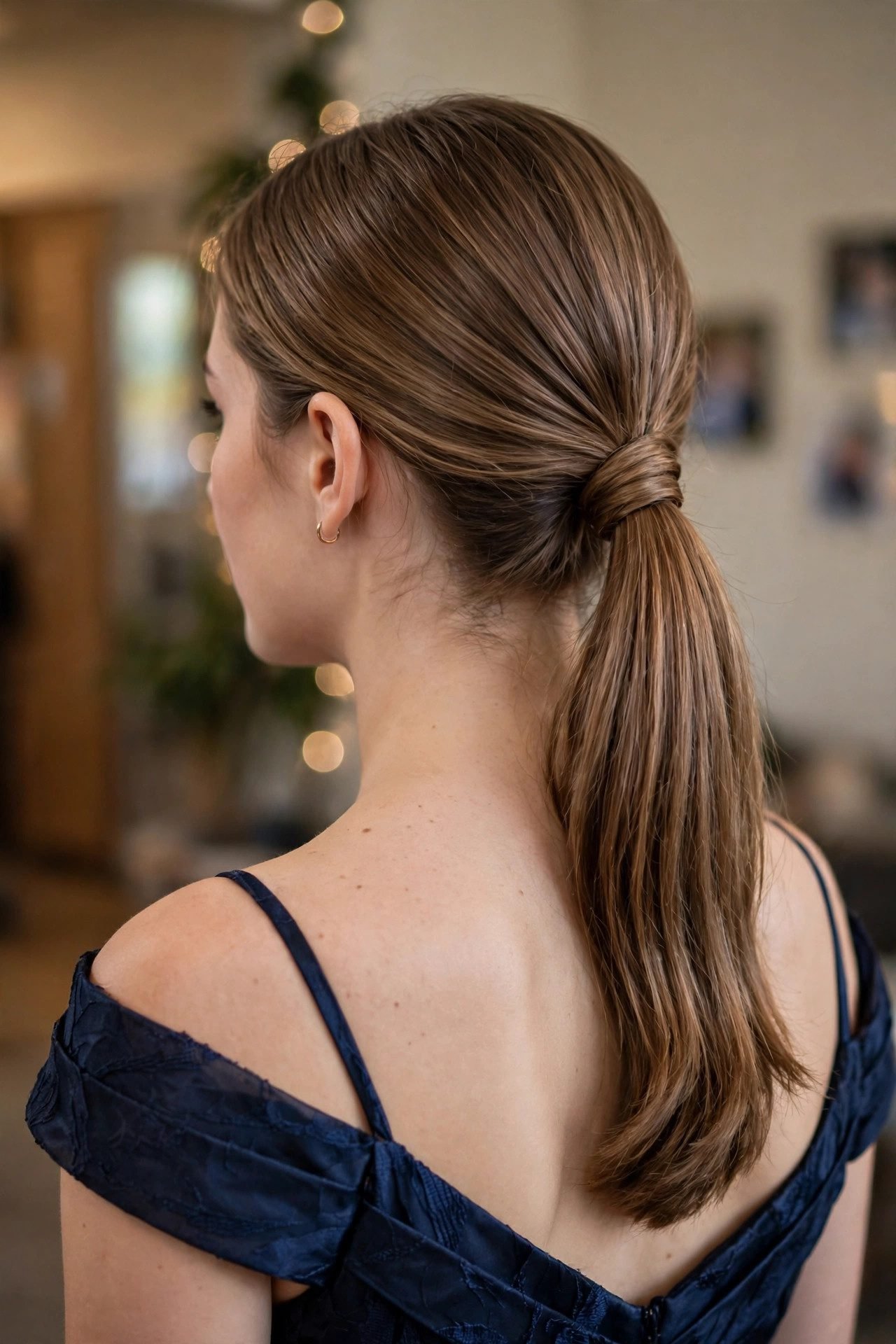 Low Ponytail With Hair Wrap