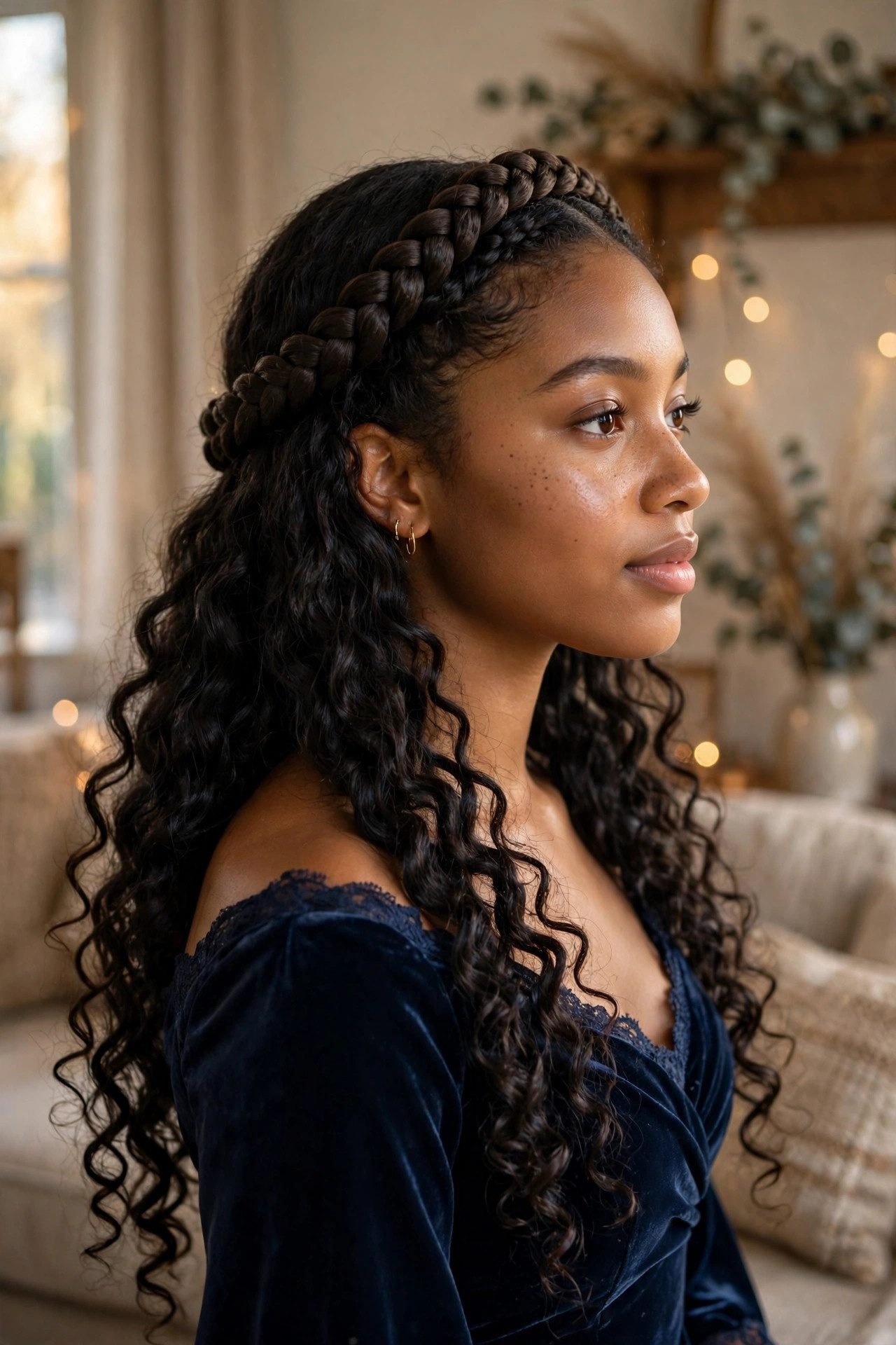 Halo Braid With Curls