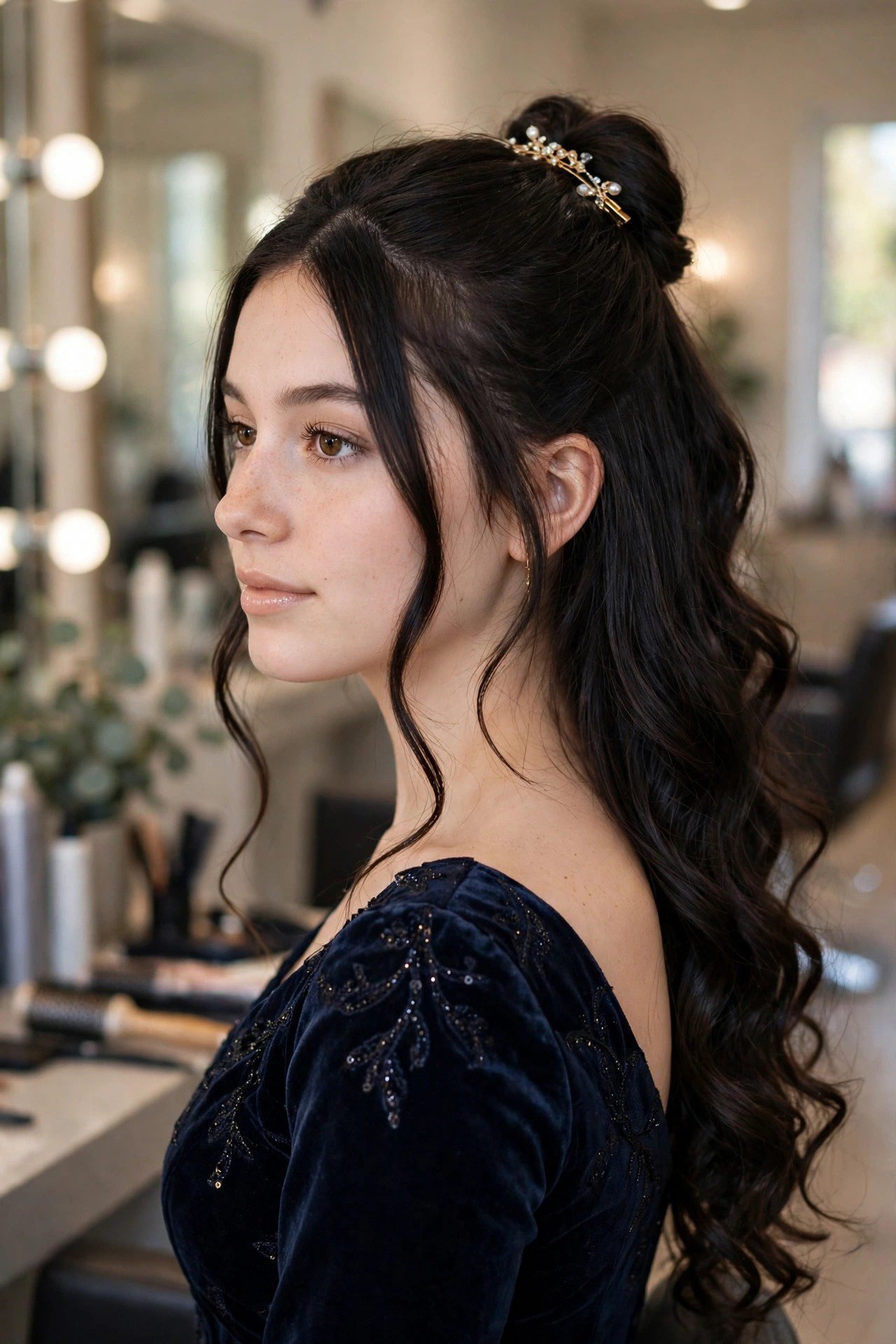 Half-Up With Curtain Framing and Curls