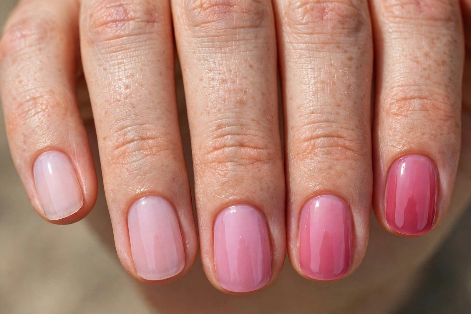 Jelly skittle nails gradient shades of one color family