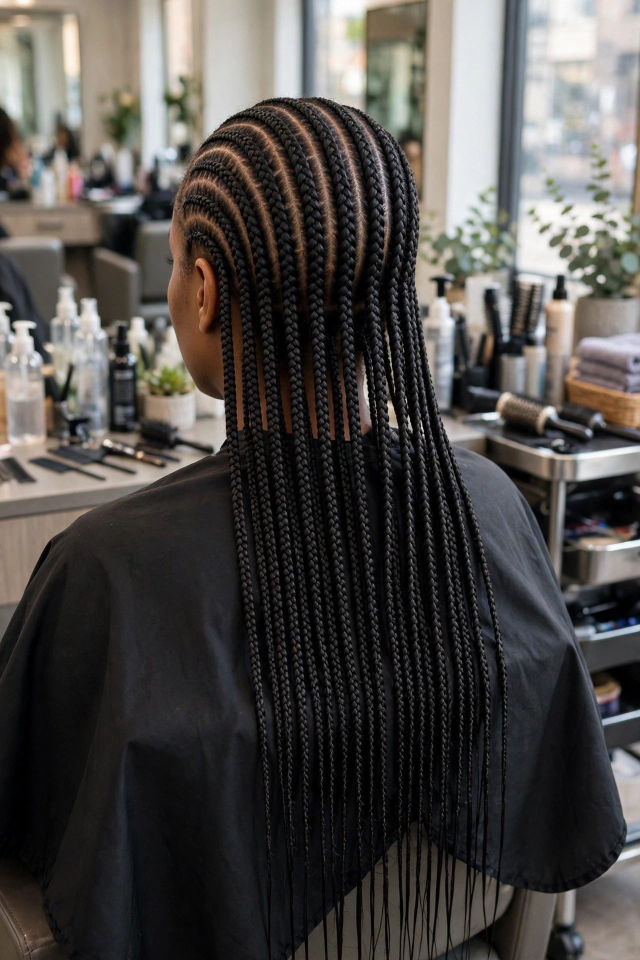 Small neat feed-in braids hairstyle