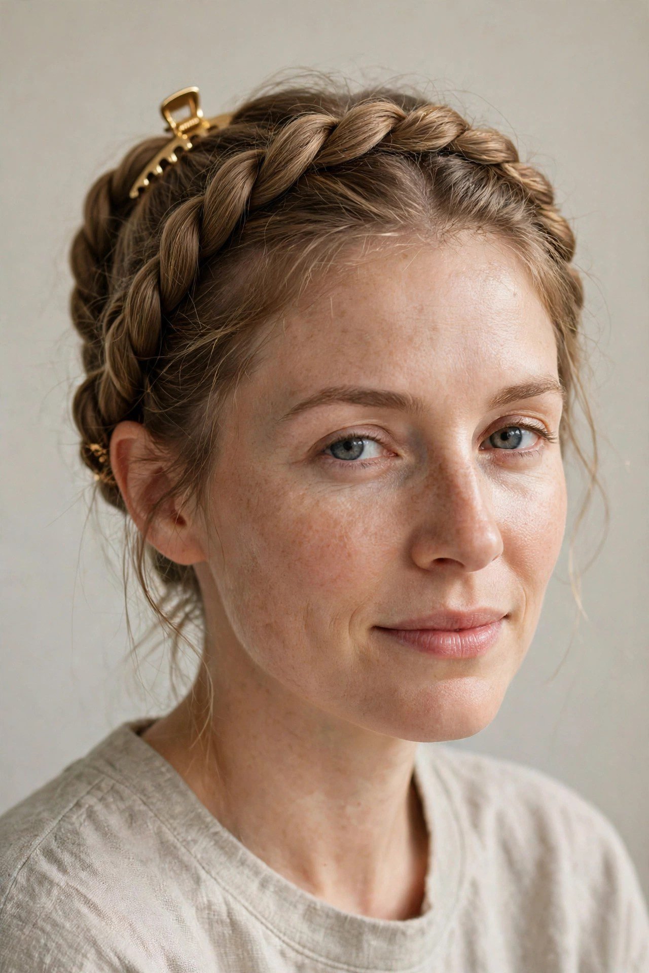 Milkmaid Twist with a Clip hairstyle