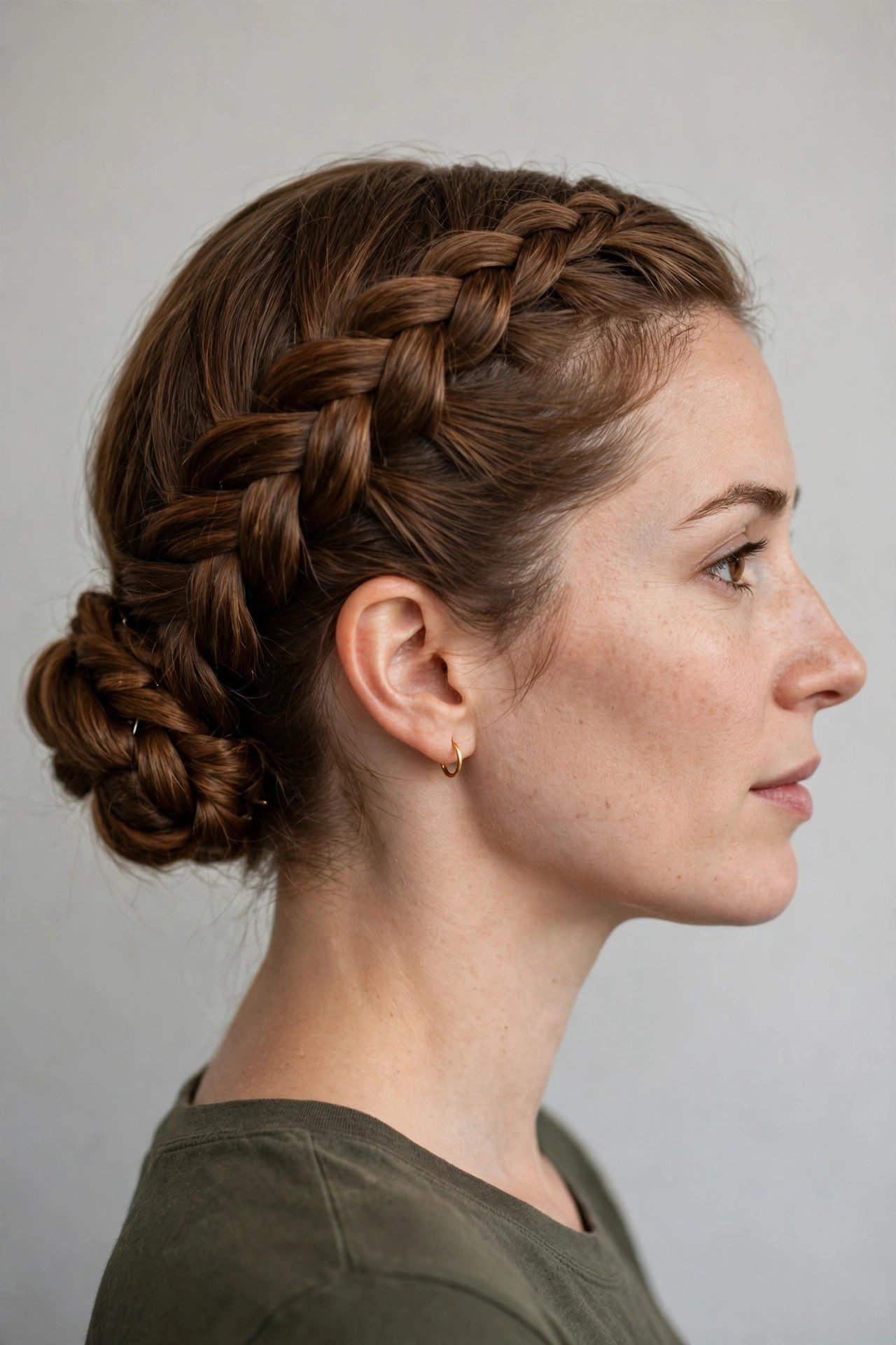 Side Dutch Braid Updo hairstyle