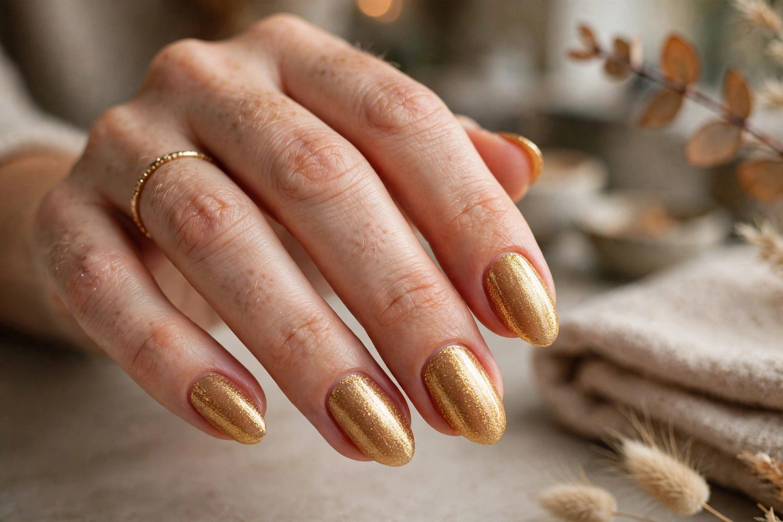 Harvest gold shimmer nail polish
