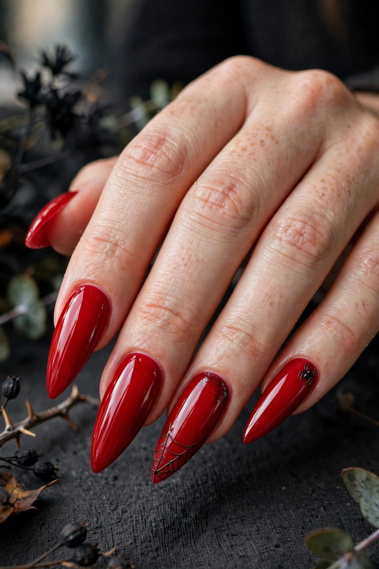 Poison apple red glossy nails