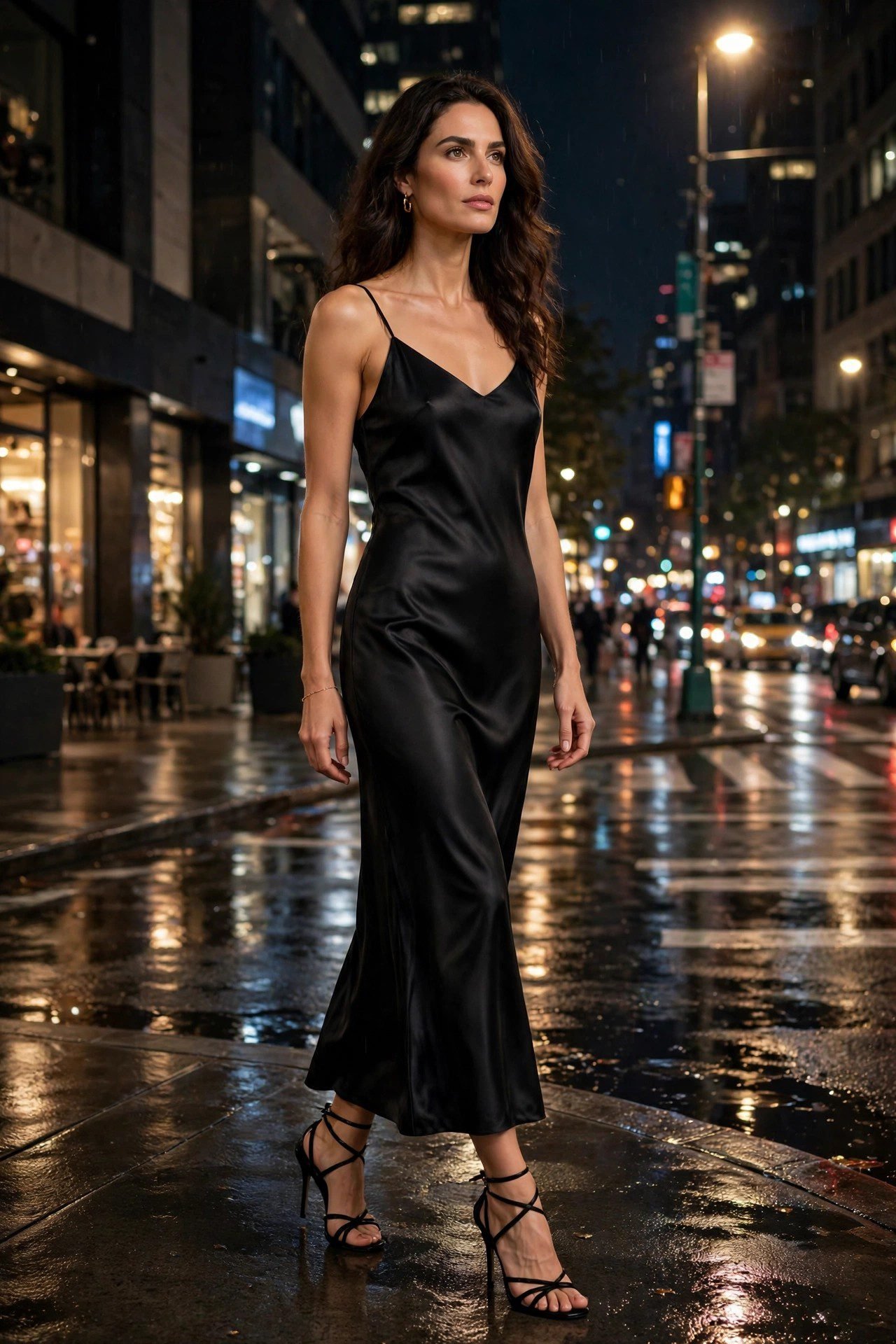 Black slip dress all black Halloween night outfit