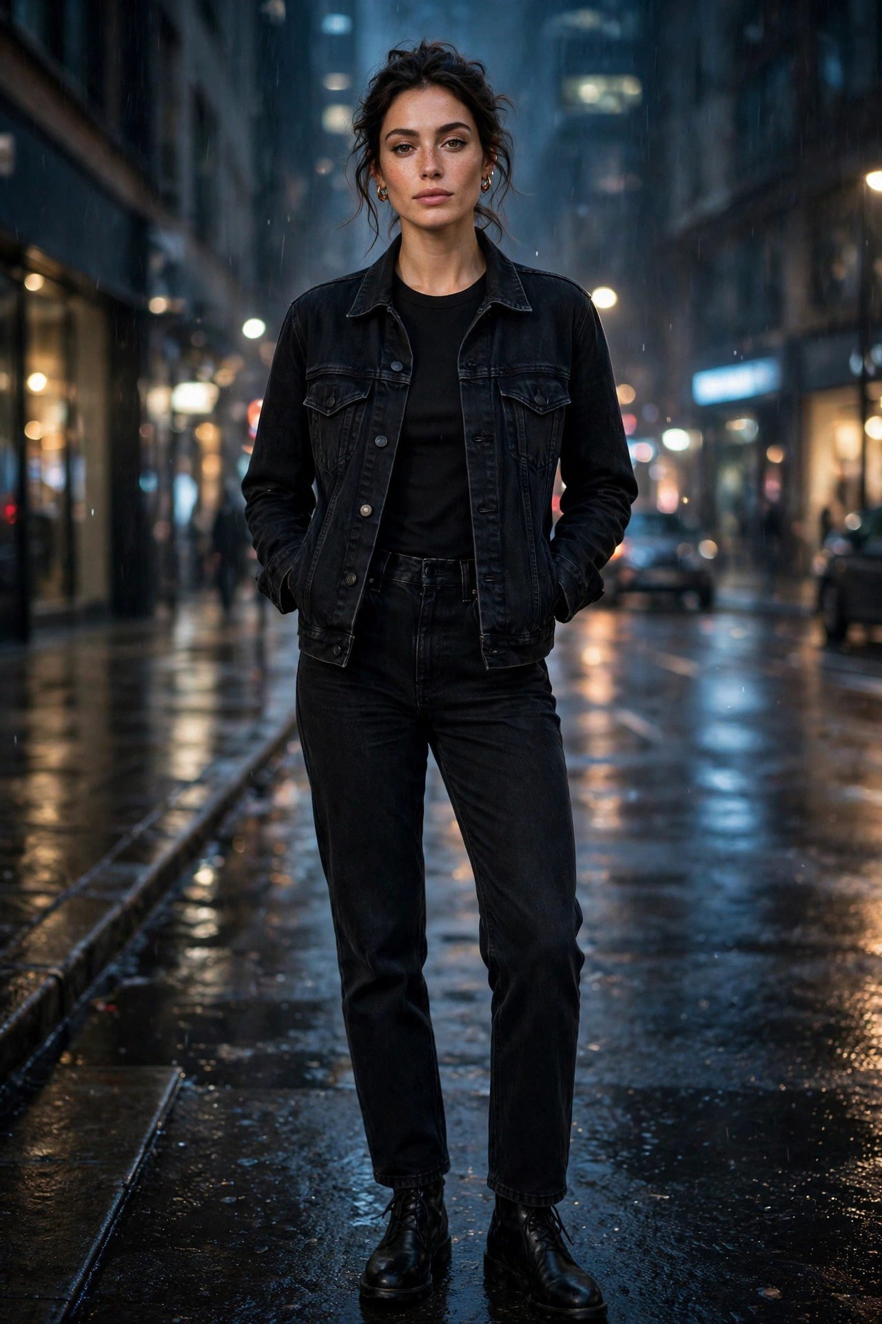 All black denim outfit black jeans black jacket