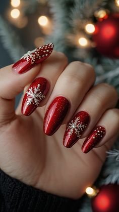 Burgundy Nails With Pearl Accents