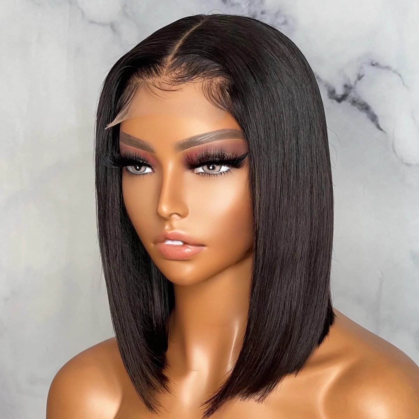 Sleek blunt bob wig