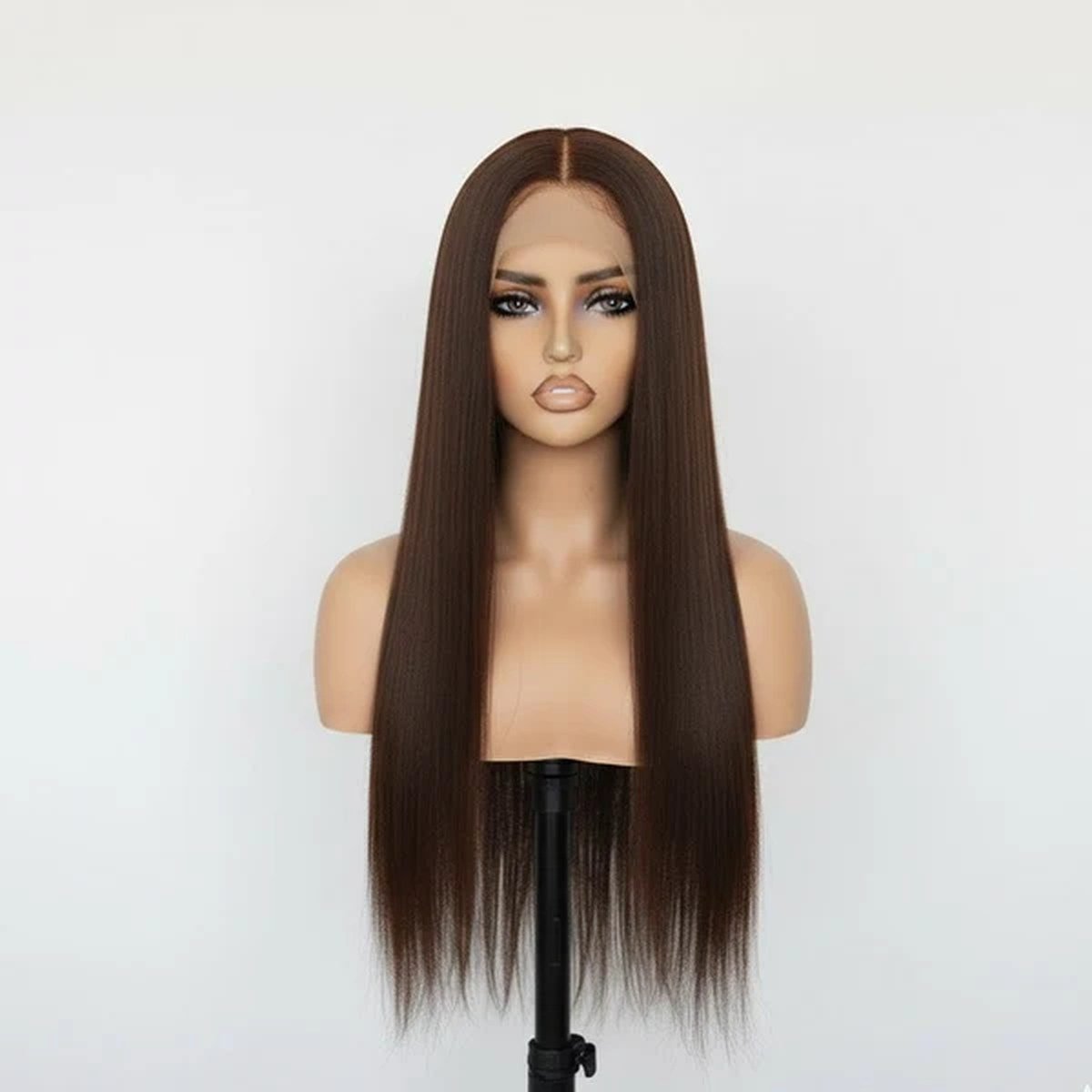 Chocolate brown silky straight wig