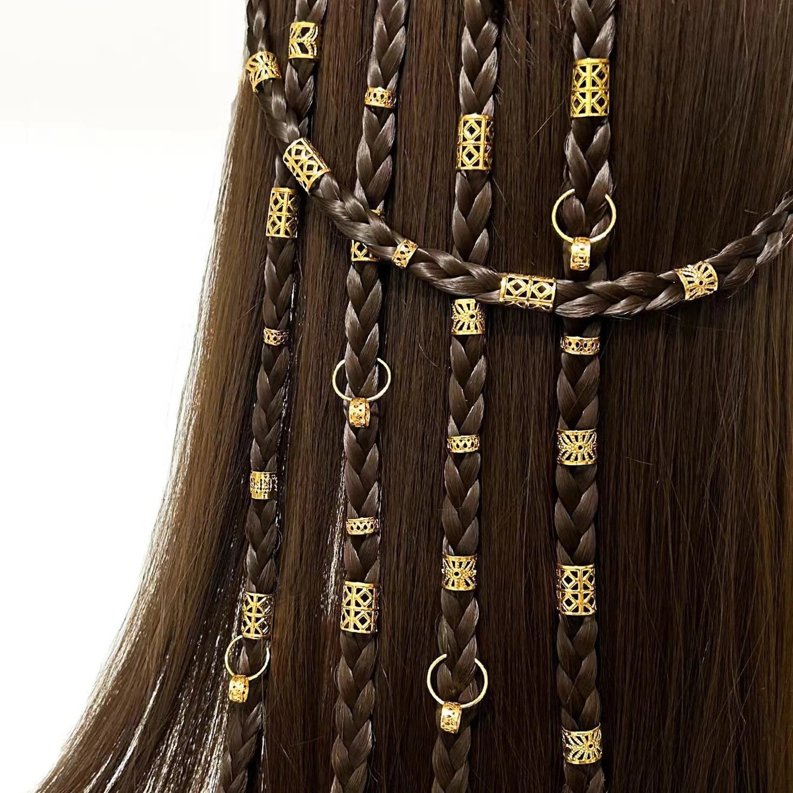 Jumbo feed-in braids with gold hair cuffs
