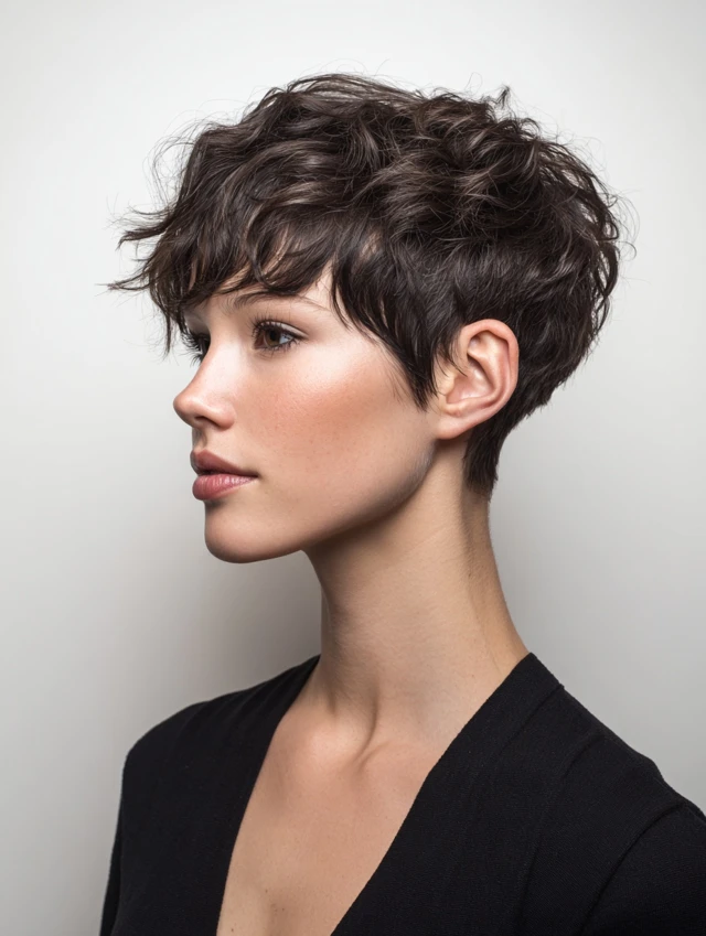 Wispy textured feminine pixie cut