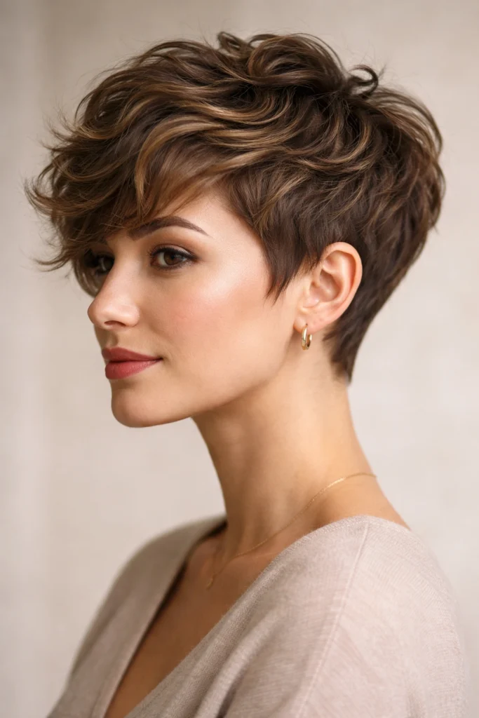 Wavy feminine pixie cut