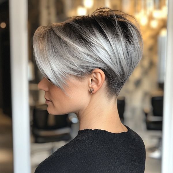 Silver feminine pixie cut