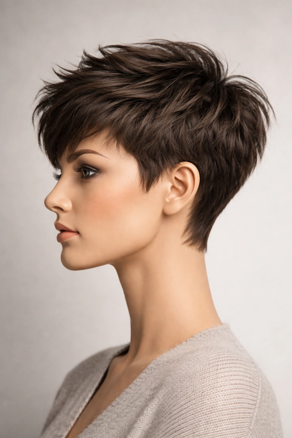 Soft spiky feminine pixie cut