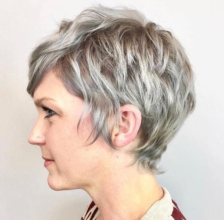 Grown-out feminine pixie hairstyle