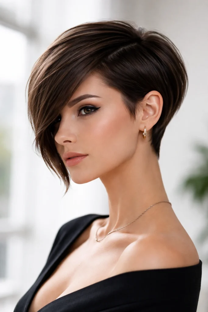 Asymmetrical feminine pixie cut