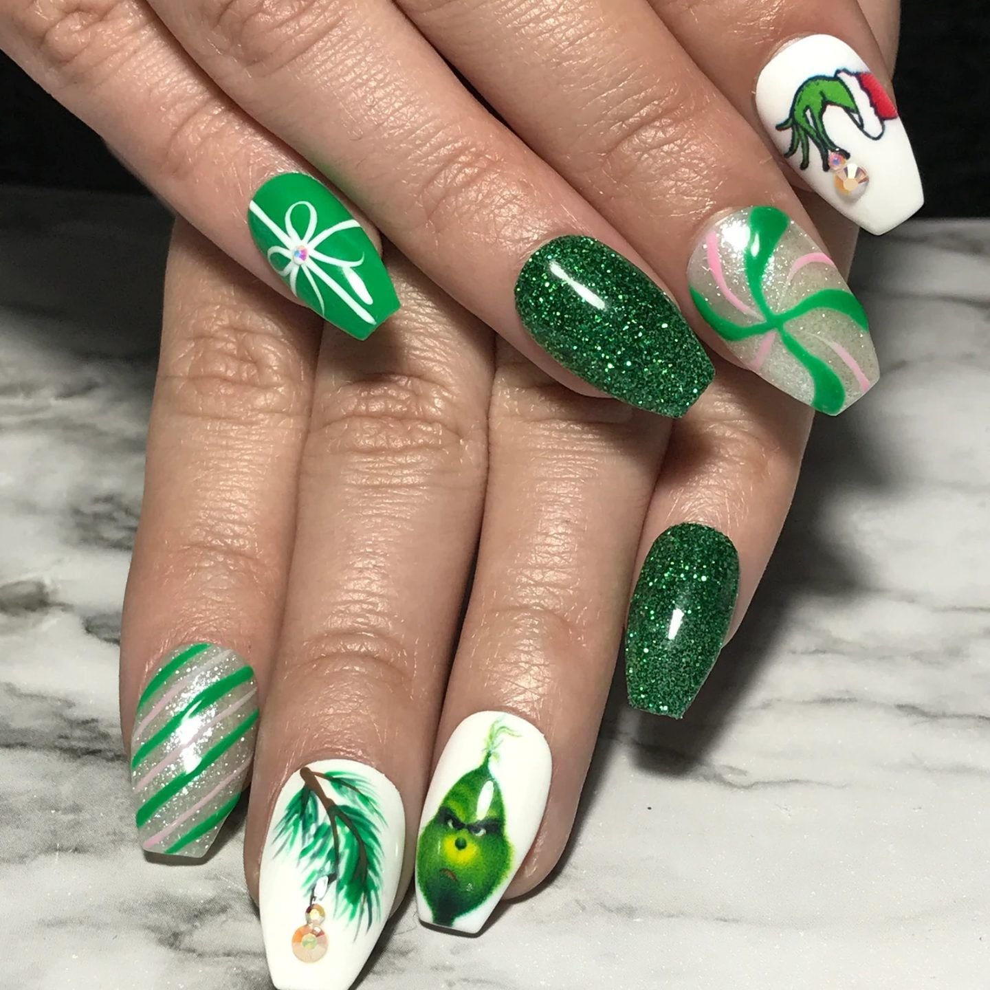 Matte Grinch Green With Glossy Santa-Hat Tips