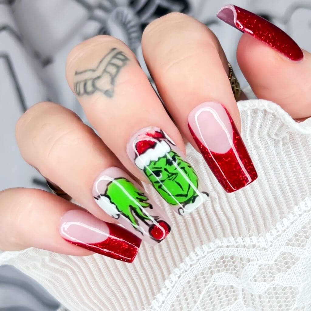 Santa Coat Red With Grinch Green Lining