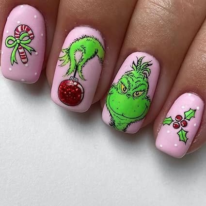Grinch Green Aura Nails