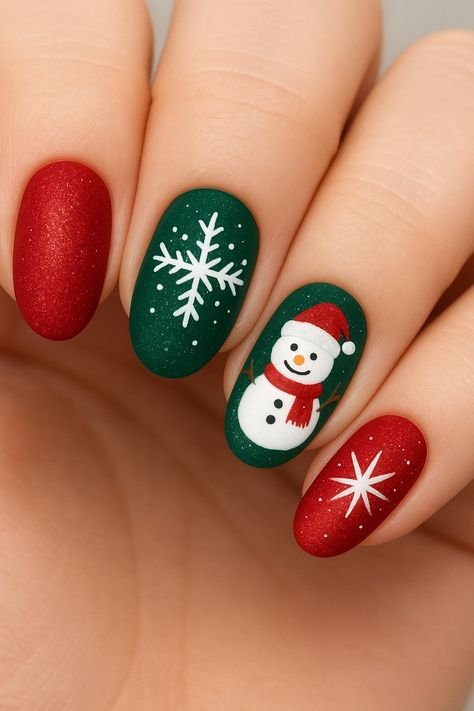 Emerald Velvet Cat-Eye Grinch Nails