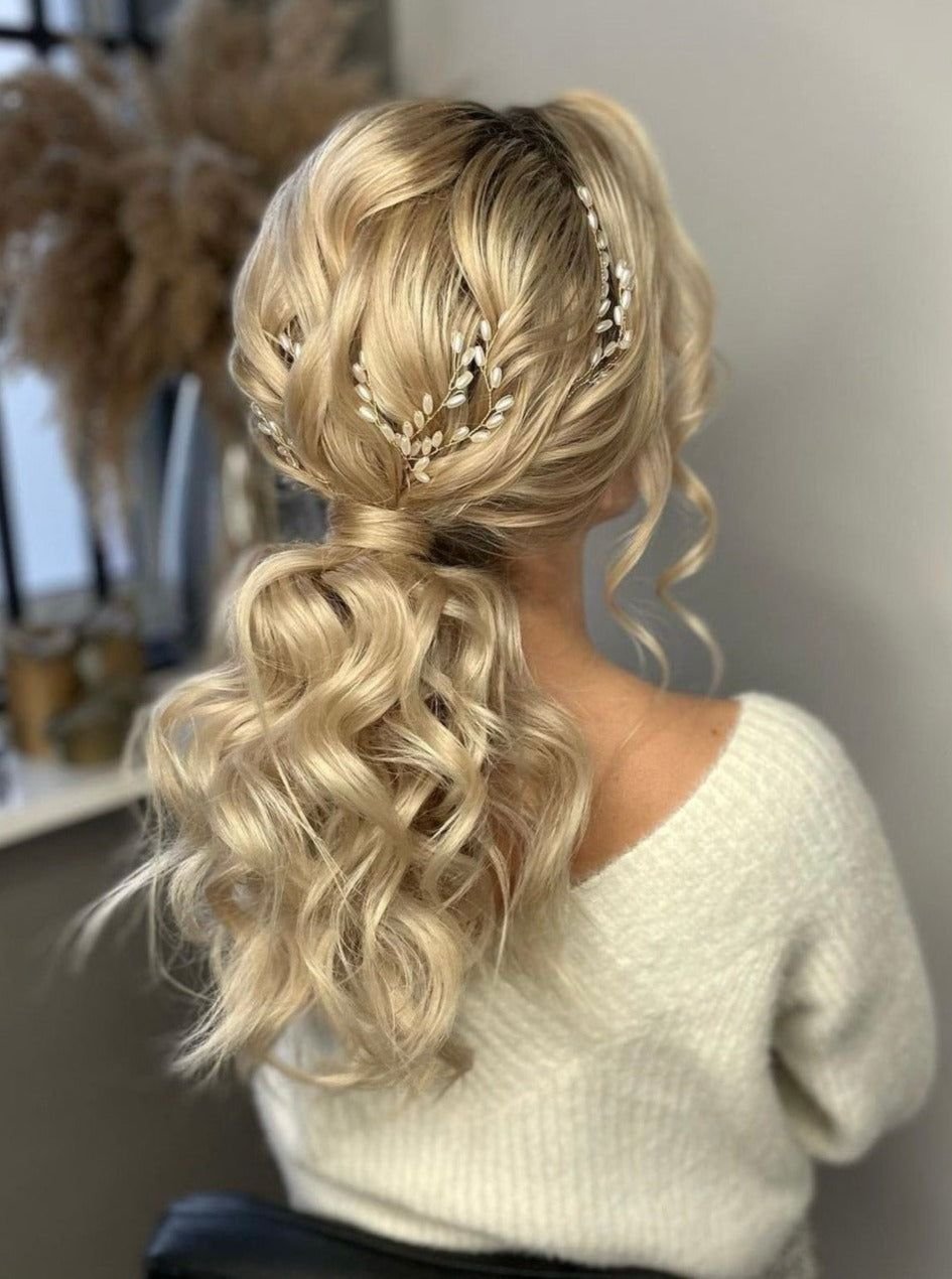 Half-Up With Pearl Pins and Curls