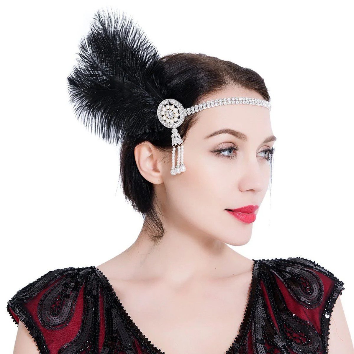Feather fascinator 1920s flapper headpiece