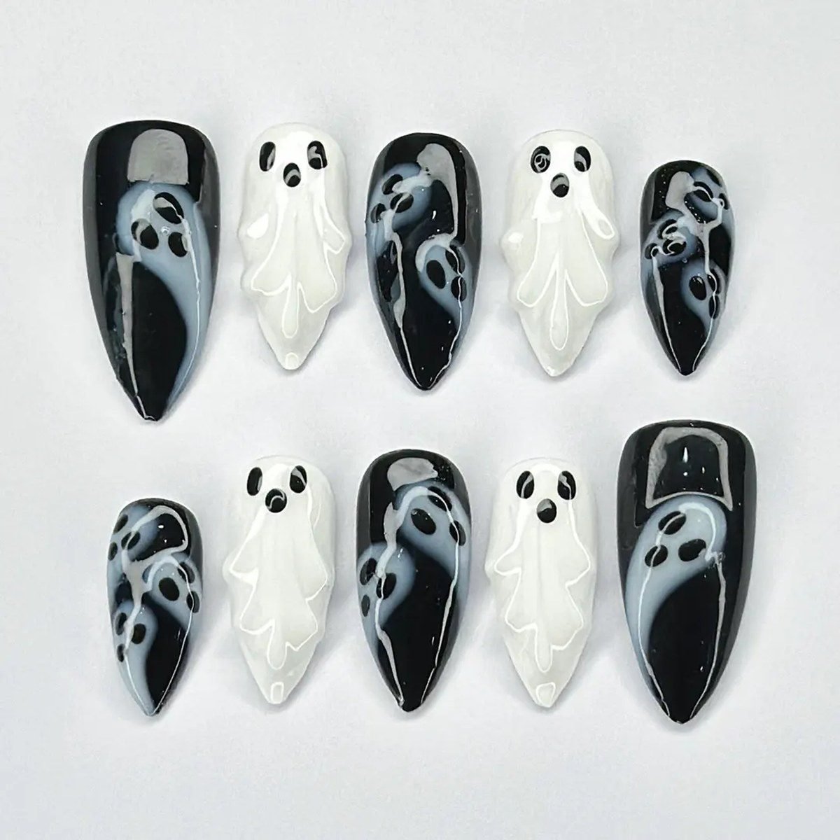 Candy corn striped coffin nails orange yellow white